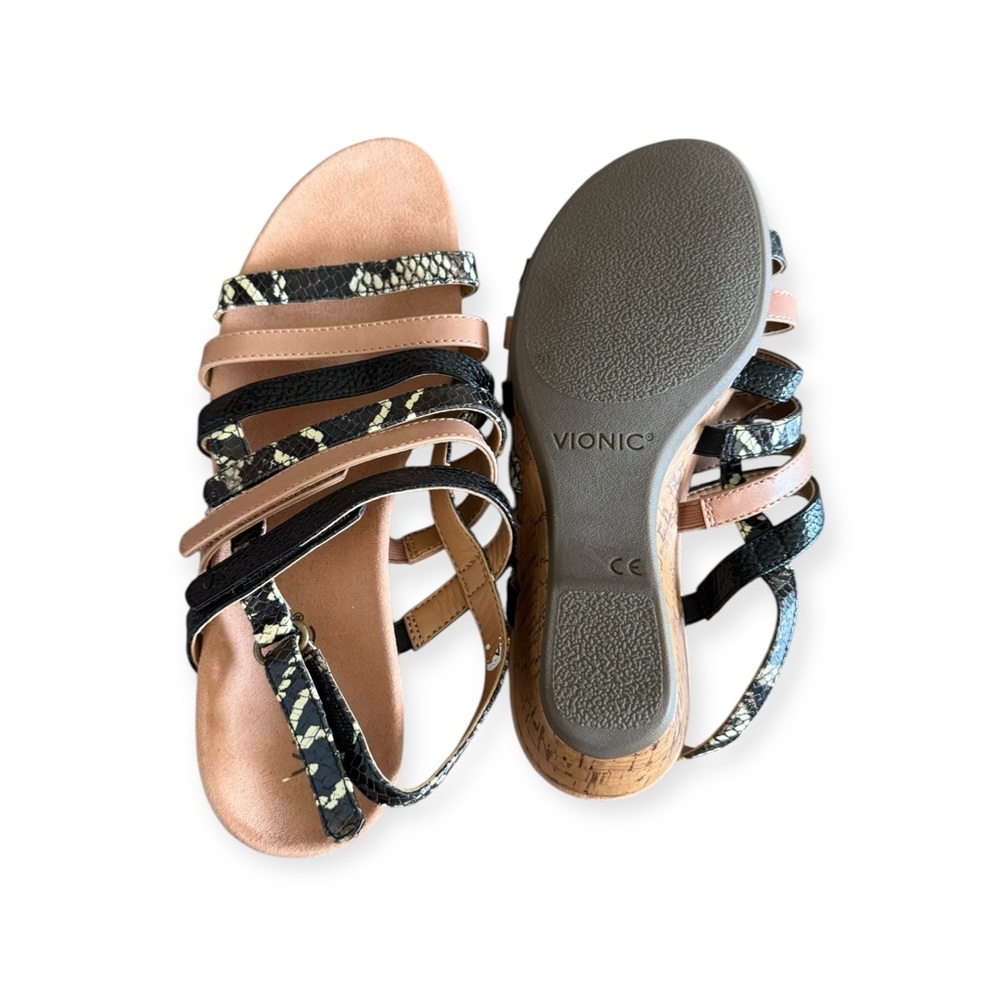 Vionic Tess Wedge Sandal Snake Pattern Shoes 7 M - image 6